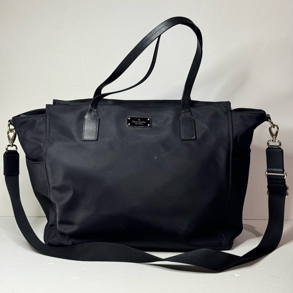 Kate Spade Blake Avenue Solid Black Nylon Kaylie Baby Travel Diaper Tote Bag